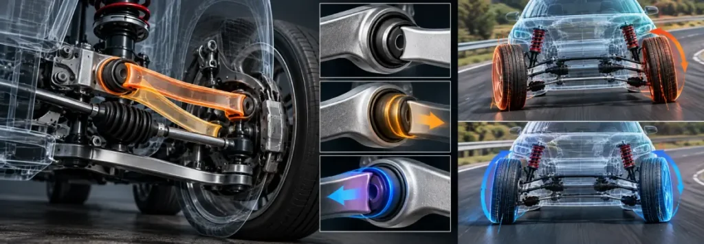 Compliance Steer Analysis: How Bushing Deflection Changes Vehicle Handling and Steering Response