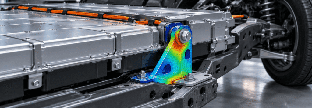 Battery Pack Mounting Bracket Analysis: Stress, Strength and Fatigue