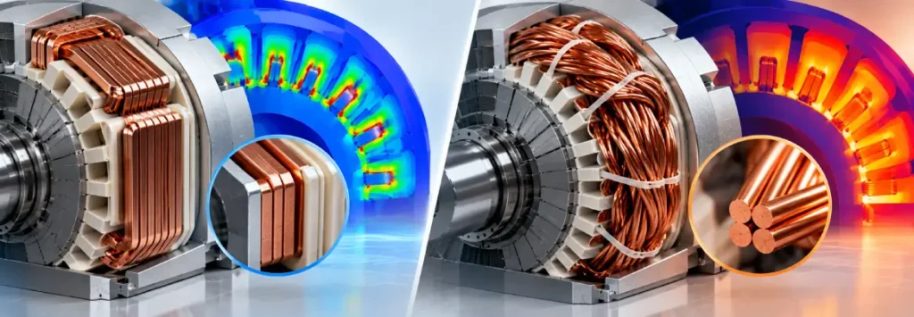Hairpin vs. Wire-Wound Electric Motors: Electromagnetic, Thermal and Design Considerations