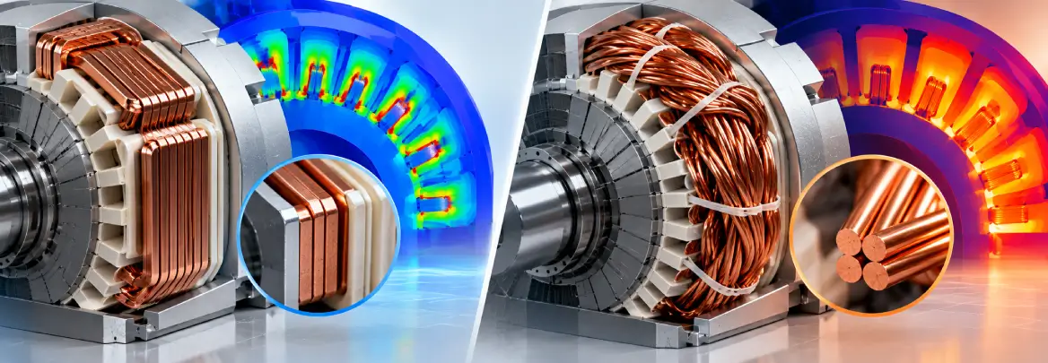 Hairpin vs. Wire-Wound Electric Motors: Electromagnetic, Thermal and Design Considerations